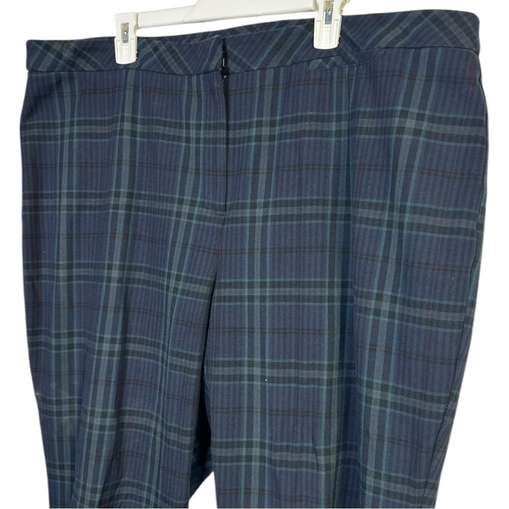 J.Jill Premium Bi Stretch Blue Green Plaid Tartan Straight Leg Pants Size 24 - Picture 3 of 5
